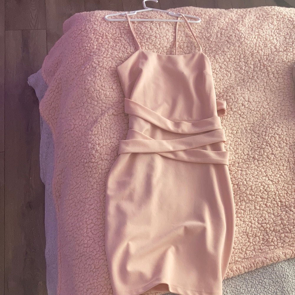 light pink solemion cocktail dress